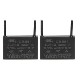 YOKIVE 2Pcs Ceiling Fan Capacitor CBB61, Metallized Polypropylene Film Capacitor Great for Fans Pumps Motors Running (1.5uF 250V AC 2 Wires 50/60Hz)