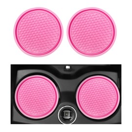 Ohleats 2PCS Car Cup Holder Coaster, Honeycomb Waterproof Embedded in Ornaments Coaster, 2.75'' PVC Car Anti Slip Cup Holder Insert Coaster, Universal Car Accessories for Most Cars (Pink, 2 PCS)