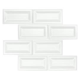 MSI White Glossy 3x6 In. Ceramic Inverted Bevel Subway Wall Tile - 118 Pieces (10.6 Sq. Ft.) - Bathroom & Kitchen - Modern Style - Water Resistant - Beveled Edge