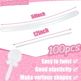 LovesTown 100PCS 260q Long Balloons, White Magic Balloons Thicken Latex Twisting Balloons for Birthday Wedding Party Decorations Ballon Arch