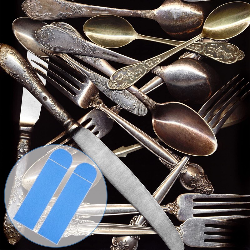 Weewooday Silver Storage Bags Anti Tarnish Silverware Sleeves Blue Flatware