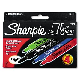 Sharpie 22474 Sharpie Flip Chart Markers, Bullet Tip, Four Colors, 4/Set, Carton of 12 sets