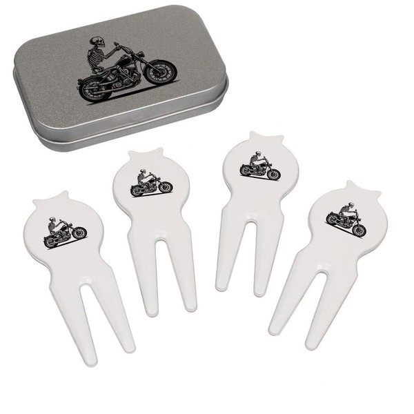 Azeeda 'Skeleton on a Motorcycle' Golf Divot Tool Gift Set