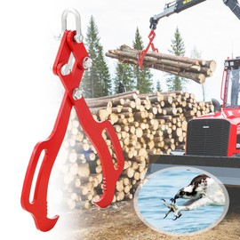 Log Tongs, 18 inch Log Lifting Tongs Heavy Duty Grapple Timber Claw, 2 Claw Lumber Skidding Tongs Logging Grabber, Timber Claw Hook, Red