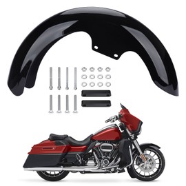 Bravema Motorcycle 17 inches Front Fender, Wheels Wrap Front Fender Fit for Harley Touring Road King Road Glide Electra Glide Street Glide (Gloss Black)