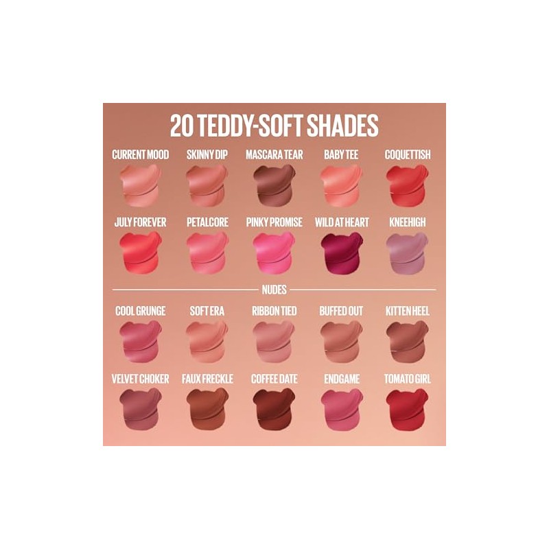 Maybelline Super Stay Teddy Tint, Tinta para Labios Mate Difuminado,