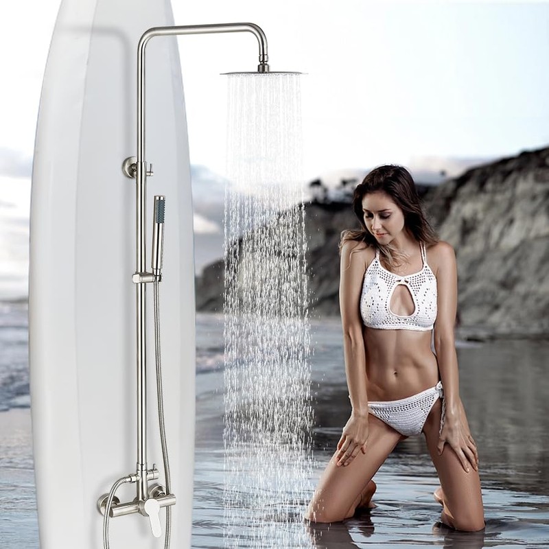 MOSSON Rain Shower System Outdoor Shower Fixtures with 8" Rain
