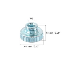 QUARKZMAN Knurled Thumb Nuts 24 Pcs M3 High Head High Head M3 Nuts with Through Hole Light Blue