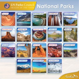 EcoEarth Biodegradable 11x22 Inch (Open) 18-Month Vertical Hanging Wall Calendar, Jul 2024 - Dec 2025 Monthly Calendar, National Parks