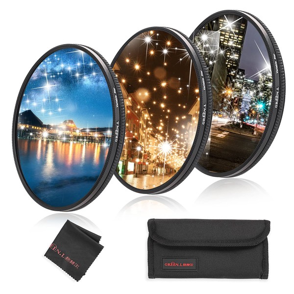 GREEN.L 55mm Star Filter, Slim Variable Starburst Filter 55mm(4 Points,6