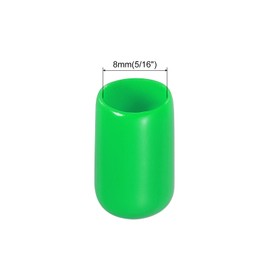 sourcing map 50pcs 8mm Rubber End Caps Cover PVC Vinyl Screw Thread Protector Round Wire Shelf Caps for Screw Bolt Pipe Fence Post, Green