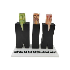 FloraVigo NIX Gift, Money Gift NIX / 3D Letters with Holes for Banknotes, Money Gift for Birthday, Nothing as a Money Gift / No Gift Idea