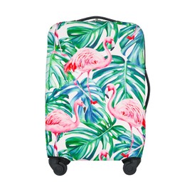 Adorila Travel Luggage Cover Suitcase Protector, Washable Suitcase Cover Fits 20-22 Inch Luggage, Elastic Suitcase Protective Cover (M, Flame Bird-Green), Flame Bird-Green, M