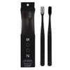 Moon Toothbrushes, Soft Bristle, White and Black Sleek Toothbrushes, 2