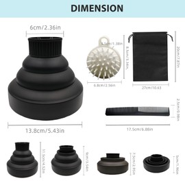 JOIYHY Diffusor für Haartrockner, Reise und einfache Aufbewahrung, Diffusor geeignet für die meisten Haartrockner, mit einem Düsendurchmesser von 4,2 – 4,8 cm, Schwarz