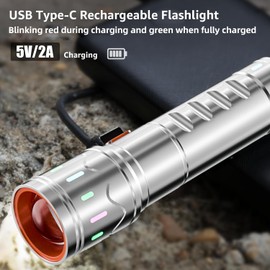 AIERSEN Rechargeable Small LED Flashlight, high Lumen EDC Flashlight, Five Lighting Modes and Zoom, Suitable for Daily Carrying and Emergency use.