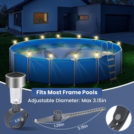 SALMOPH Pool Lights for Above Ground Pools, Energy Saving Waterproof LED Pool Solar Lights, Warm White Light at Night Decor for Frame Swimming Pools, Trampoline, Pool Enclosure Lighting Decor (6PCS)