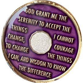 Ranger Industries 25 Year AA Medallion Metallic Purple Tri-Plate Sobriety Chip XXV