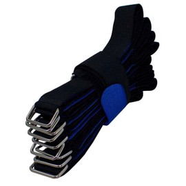 Lumonic 10 x Velcro Ties 600 x 38 mm Crossed Black Blue - Reusable Cable Ties Made of Velcro Tape - For Attaching or Cable Management