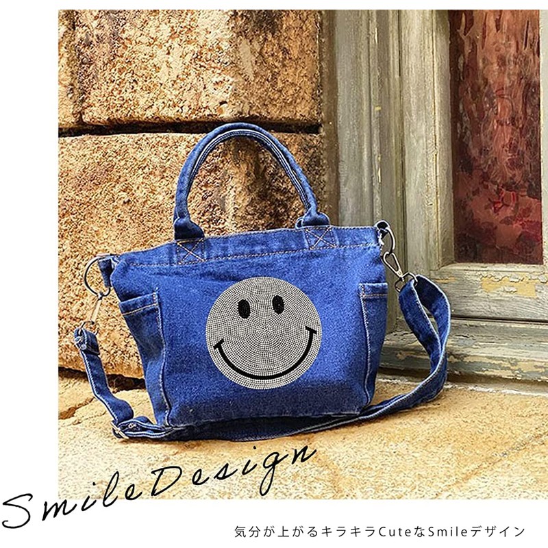 DIVA Rose Women's Tote Bag, Shoulder Bag, 2-Way, Denim, Small,