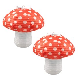 Pack of 2 paper lanterns, mushroom, hanging lanterns, mushroom decoration, for birthday party, baby shower, children's room, garden, wedding decoration