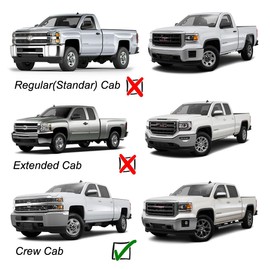 STARTSHIP Chrome Side Window Visors Wind Vent Deflector for 07-13 Chevy Silverado/GMC Sierra 1500/Avalanche,07-14 2500HD&3500HD Crew Cab/Yukon XL/Suburban,4pcs Outside Mount Tape-On Rain Guards 94515Y