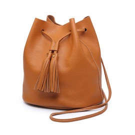 AKIYAMA Genuine Leather Drawstring Bag, Shoulder Bag, Women's Bag, Simple, Leather, Crossbody Tanning, Mini Shingen Bag, 2 Colors, Camel