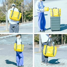 DALO VarioTote Bag, Large Capacity, 7.1 gal (30 L), Lightweight, Foldable, Carry-on, Waterproof Pockets, For Travel, Work, School, Gym, Sports, Unisex, yellow