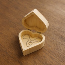 4 PCS Heart Shape Wooden Present Box, Pine Wood Craft Box Unfinished, with Hinged Lid and Adsorptive Closure, DIY Keepsake Box