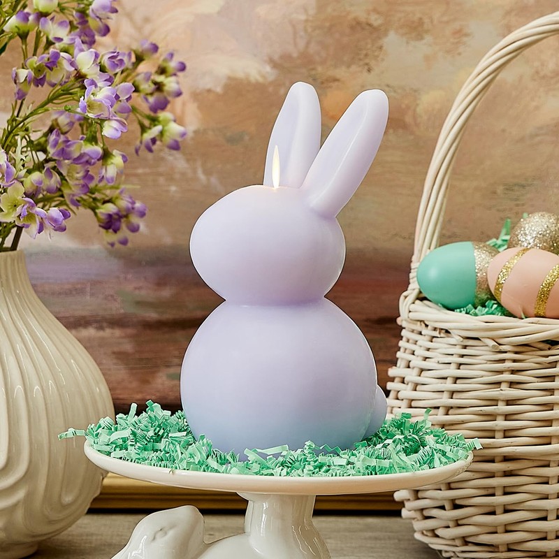 Luminara Easter Bunny Candle- Gentle Lavender 4.8" x 8"- Flameless