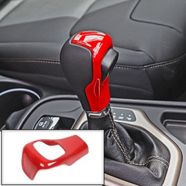 JeCar Car Gear Shift Knob Handle Trim Cover Interior Accessories for Jeep Cherokee 2014-2018 (Red)