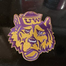 UW WASHINGTON HUSKIES  vintage iron on embroidered patch 3” X 2.5”