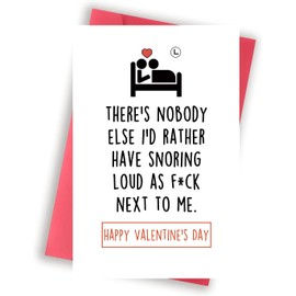Snoring Husband Valentine's Day Card, Happy Vday Gifts Cards for Husband Wife Women Men, Snoring Loud Next To me Bday Card 5.3''x8''