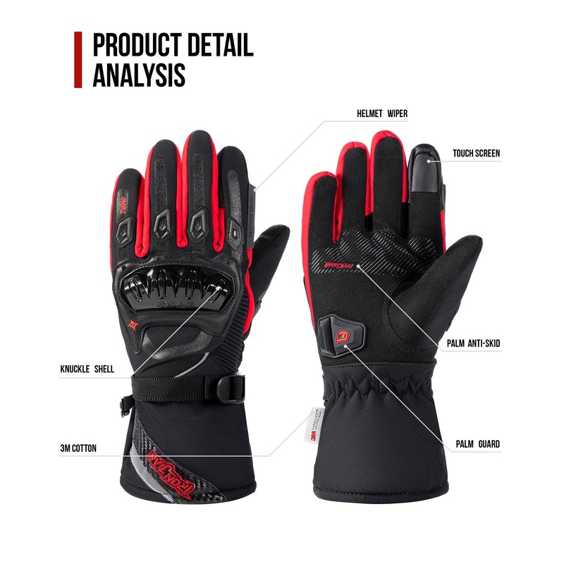 IRON JIA'S Motorcycle Gloves Winter Cold Weather Warm Touchscreen Waterproof