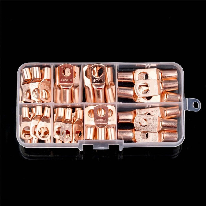 60Pcs Copper Wire Lugs Battery Cable Lugs Ring Terminals Connectors