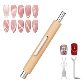 KDSSYFT Nail Magnet, 3 Way Cat's Eye Magnet, Nail Art Tool, Strong Magnet, Cat Eye, Multifunctional, Magnetic Stick, Wood, Suction Type, DIY, Cat Eye Effect, 3D Nail Art, Cat Eye Gel, Salon Studio