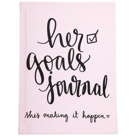 Eccolo Inspirational Quote Journal for Women, Hardcover Notebook, Faux Leather, Lay Flat Notebook, “Her Goals Journal”, Dayna Lee Collection (Light Pink, 5x7 Inches)