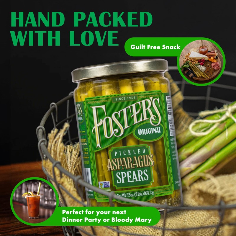 Foster's Pickled Asparagus Spears in a Jar, Original, 32oz, 2