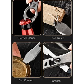Hamans Titanium Pry Bar Multi Tool Bottle Opener Nail Puller Crowbar Wrench Screwdriver Compact Size Multi Tool