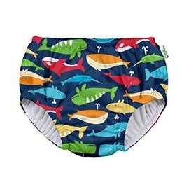 i play. by green sprouts baby boys Pull-up Reusable Absorbent Swimsuit and Toddler Swim Diaper, Navy Whale League, 6 Month US