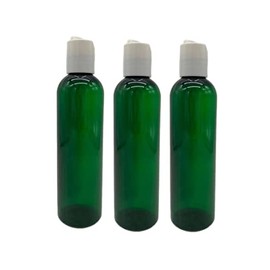 Natural Farms 4 oz Green Cosmo BPA FREE Bottles - 3 Pack Empty Refillable Containers - Essential Oils - Hair - Aromatherapy | Smooth White Disc Cap - Made in the USA
