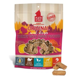 PLATO Grain Free Turkey Meat Bars Soft Dog Treats for Healthy Digestion 1 Count