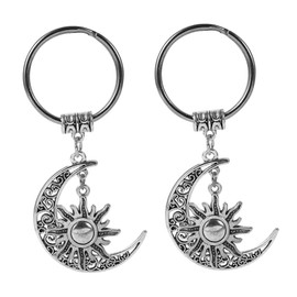 Ipetboom 2Pcs Vintage Sun and Moon Keychains Metal Key Rings Unique Bag Hanging Accessories Decorative Key Holder for Wallets Handbags