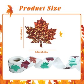 1000 Pcs Fall Thanksgiving Leaf Stickers, Glitter Maple Leaves Paper Decals 5 Colors Holographic Sparkly Autumn Self-Adhesive Decorative Stickers for Autumn Goodie Bags Envelopes Decor