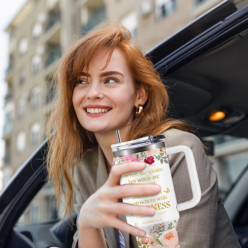 WWHSAI Christian Gifts for Women, Christian Art Gifts Floral Tumbler