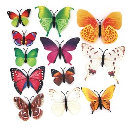 Shiwaki 24pcs 3D simulation three-dimensional butterfly magnet wall sticker decoration refrigerator sticker home decoration(Colorful)