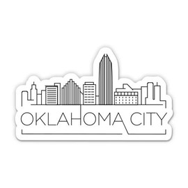 Squiddy Oklahoma City City Skyline - Vinyl Sticker Decal for Phone, Laptop, Water Bottle (3" Wide)