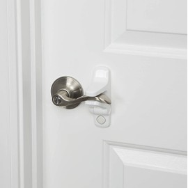 Safety 1st OutSmart Adhesive Child Proof Door Lever Lock with Decoy Button, 2 Pack, White