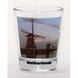 Netherlands Windmills Color Photo Shot Glass