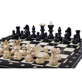 Beautiful Handcrafted Wooden Chess Set with Wooden Board and Handcrafted Chess Pieces - Gift idea Products (21" (55 cm) Black)
